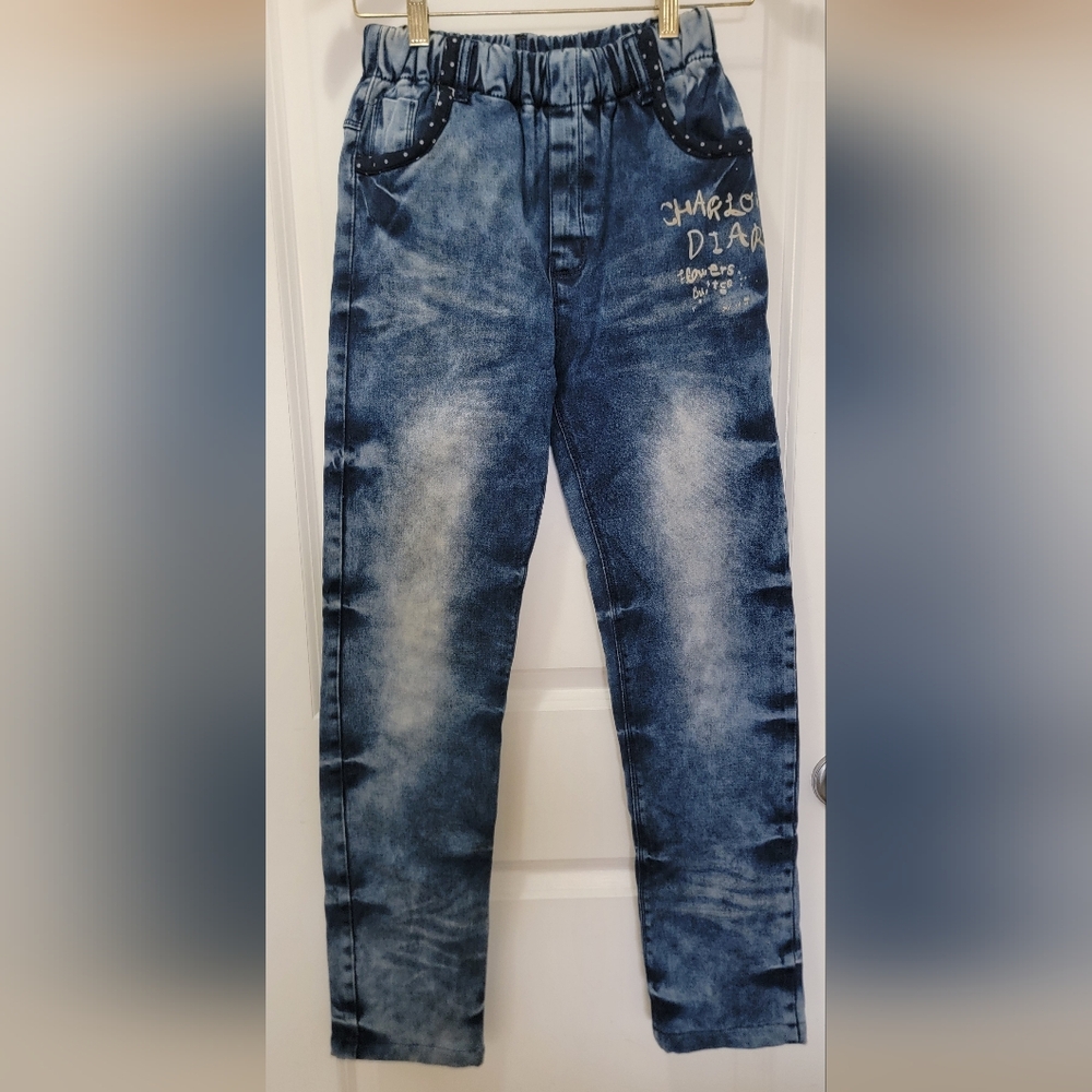 Acid Wash Fleece Lined Denim Jeans